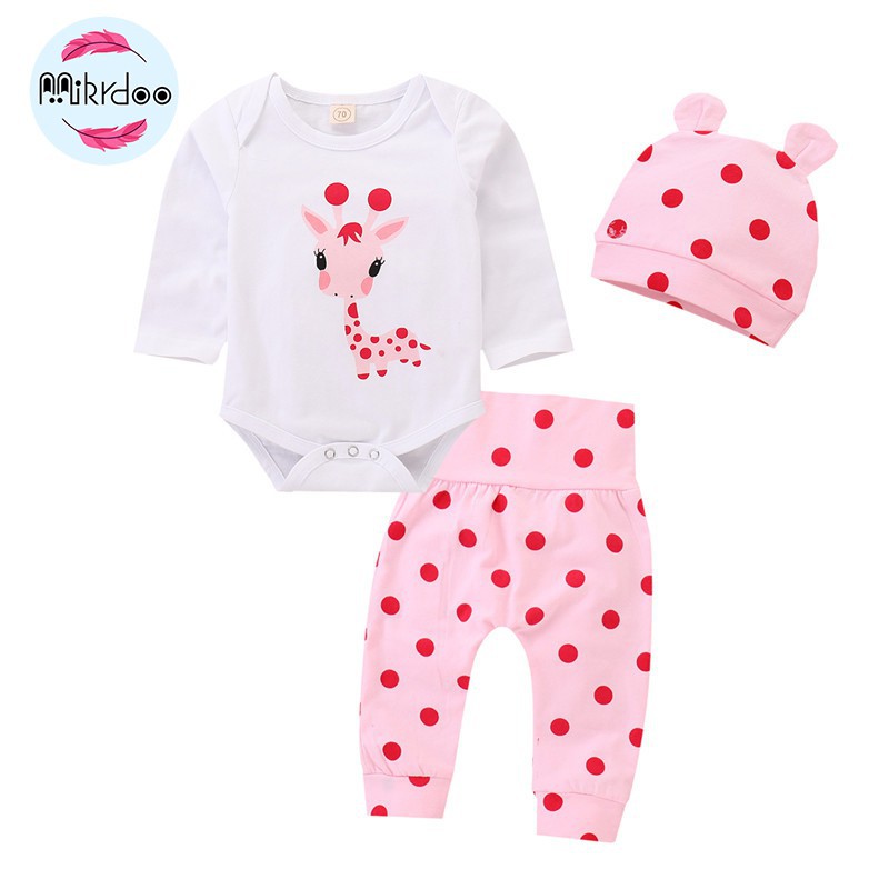 Bebe Recem Nascido Meninas Pijama Terno Bonito Rosa Dos Desenhos Animados Girafa Imprimir Manga Comprida Baju Tops Polka Dot Calcas Compridas Chapeus 3 Pcs Set Roupa De Algodao Shopee Brasil