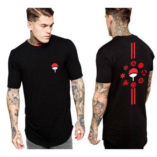 Camiseta Masculina Clã uchiha Itachi Sasuke Anime Naruto Camisa mangá
