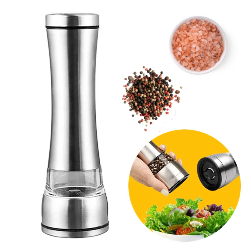 Moedor Elétrico De Sal E Pimenta Aço Inox C/ Luz Led Pilha - Escorrega ...