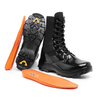 Coturno Militar Com Zíper Couro Legítimo Extra Leve Em Gel  Kyllper em Oferta na Shopee