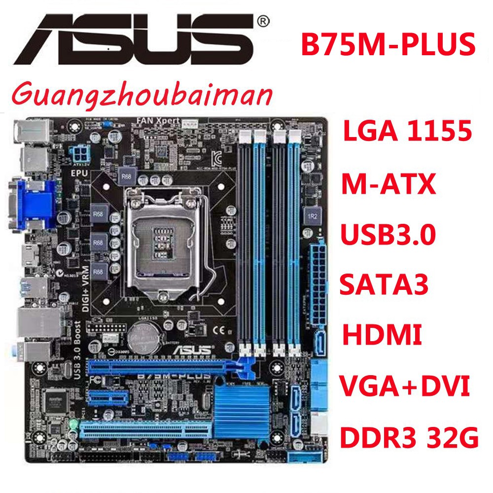 Placa mãe principal asus b75mplus / b75mplus intel lga 1155