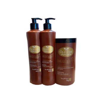 Kit NeoTrate 3 itens Shampoo + Condicionador + Máscara Hidratação Profunda Óleo de Argan NatuCharm