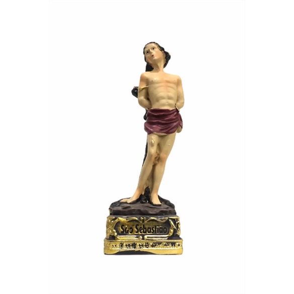 Imagem São Sebastião 10cm em resina escultura padroeiro protetor da humanidade contra a peste, a fome e a guerra