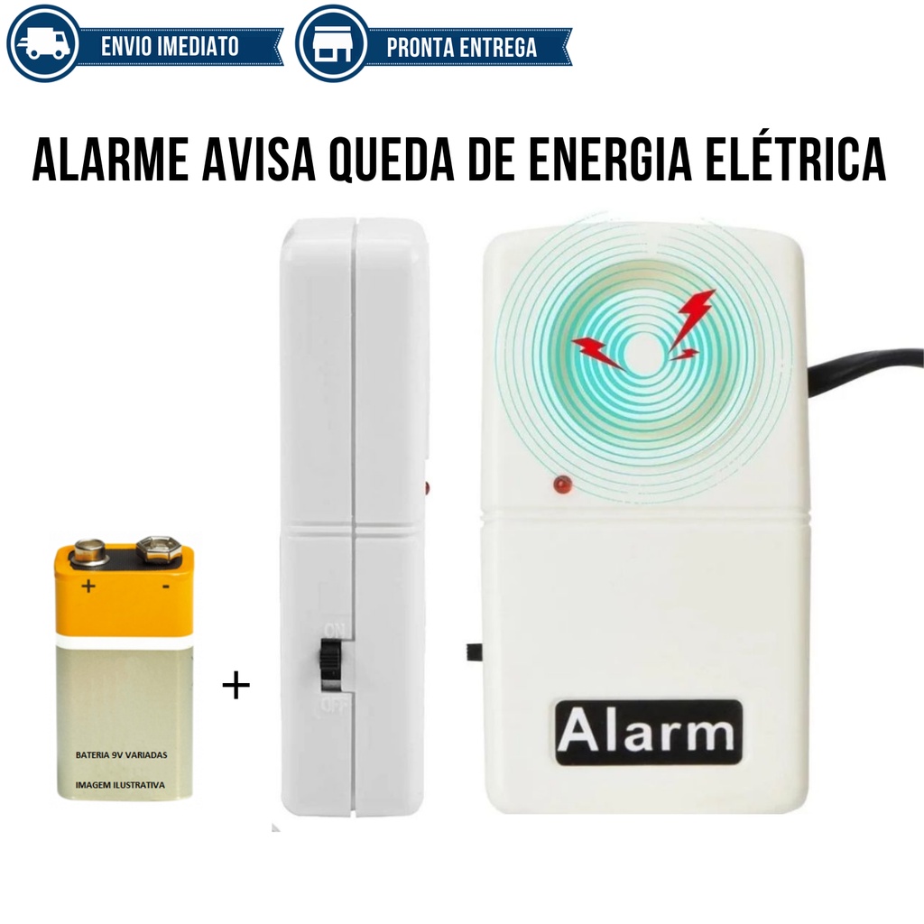 Sirene Alarme Avisa Interrupção de Energia Elétrica 120db Plug Padrão Brasil