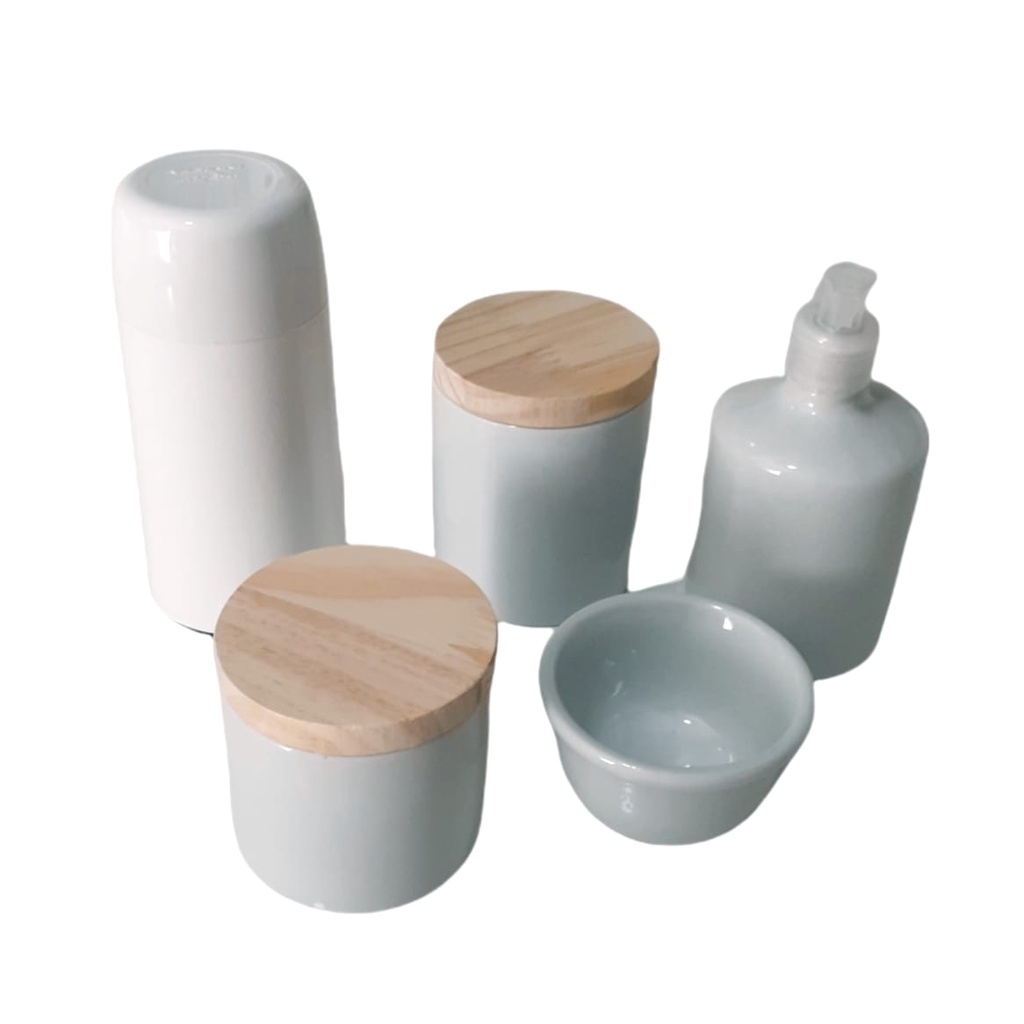 Kit Higiene para bebê de Porcelana Maternidade Menino Menina tampa madeira Garrafa Térmica Álcool em gel maternidade menino menina porta algodão cotonete