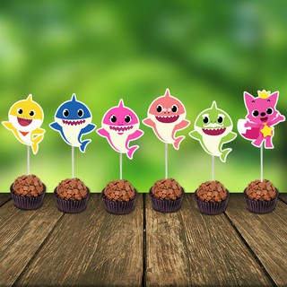 50 Tags Toppers P/ Docinho Doces Baby Shark