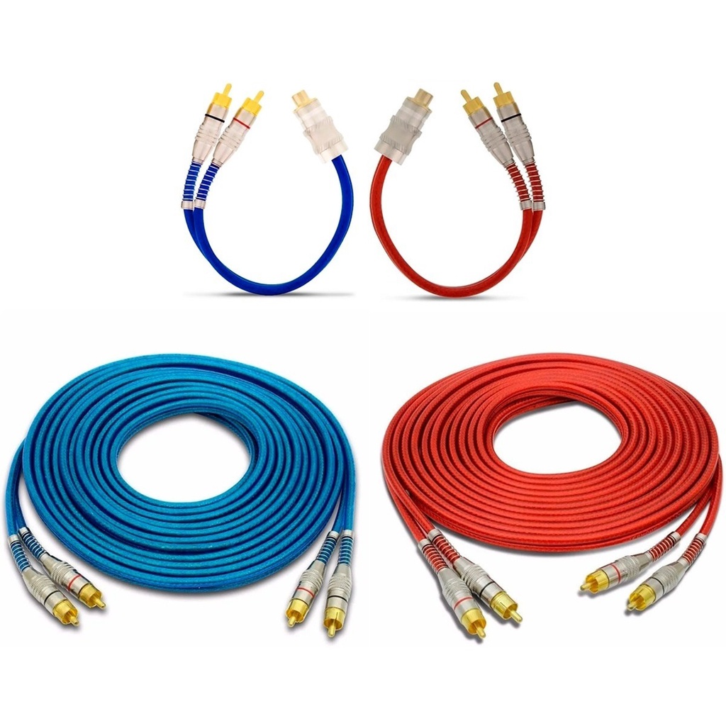 Kit 2 Cabos Y 1 Fêmea 2 Machos + 2 Rca 5 Metros Blindado em Oferta na Shopee