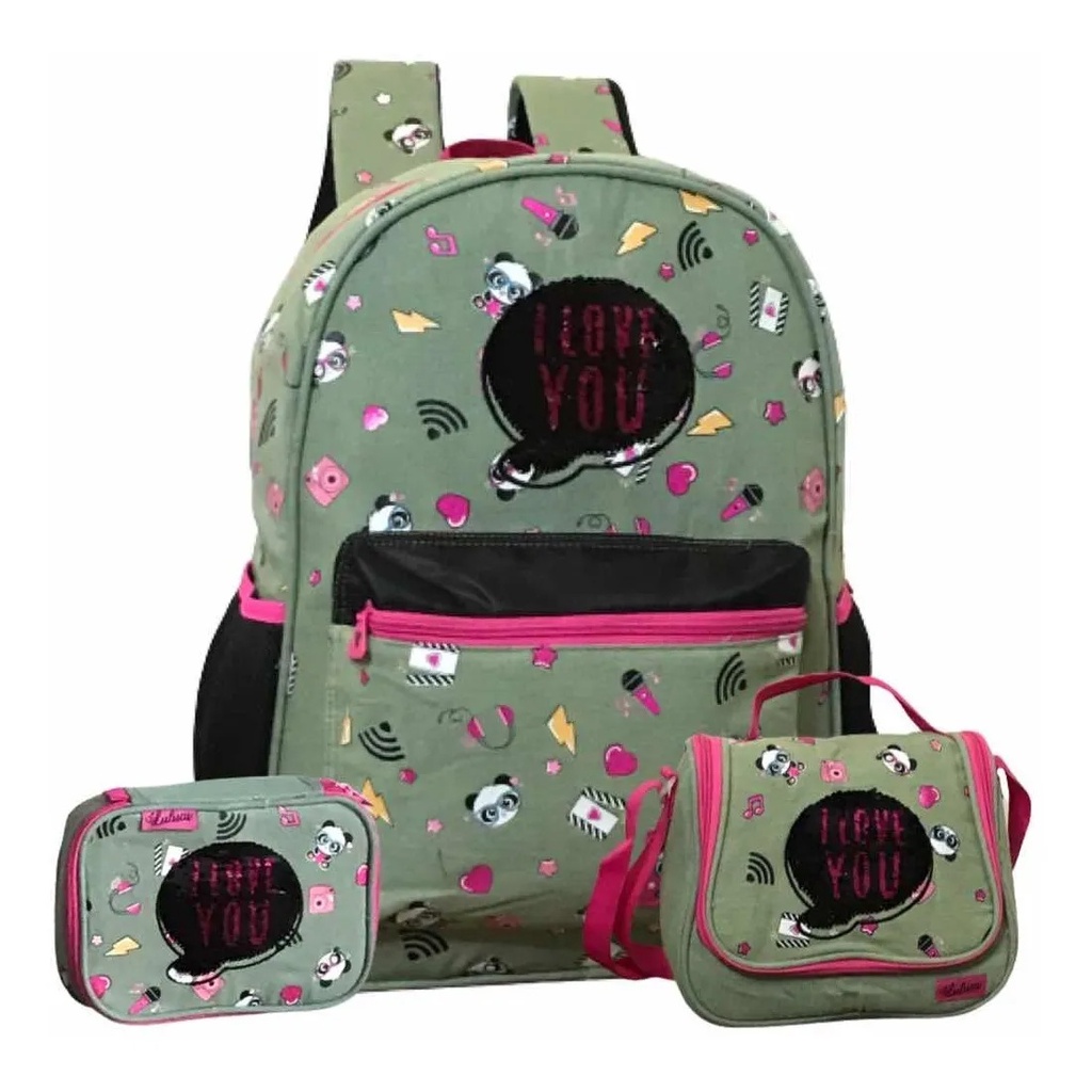 Kit Mochila Luluca Com Estojo E Lancheira Escolar Meninas Shopee Brasil