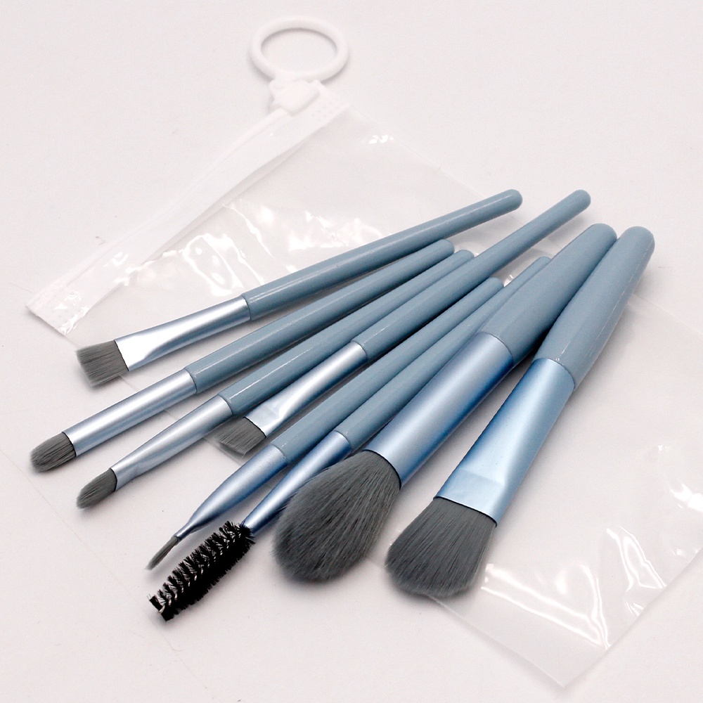 Kit Mini Pincéis de Maquiagem 8 Peças - Cerdas Macias, Estojo Protetor e Tamanho Ideal para Viagem