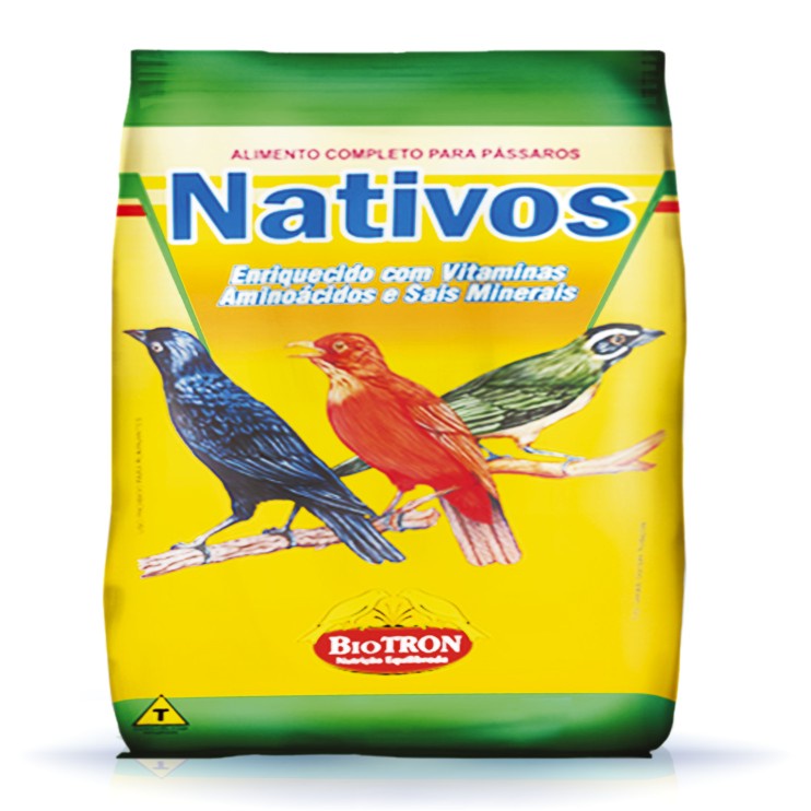 NATIVOS 5 KG - RAÇÃO PARA SABIÁ, PÁSSARO PRETO, TRINCA FERRO - COM AROMA DE BANANA -  Ração Biotron