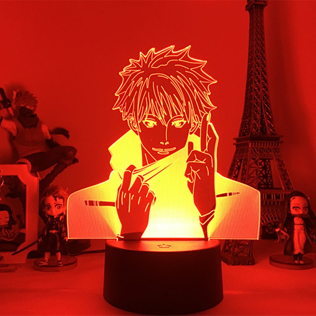 Anime Jujutsu Kaisen Gotoru Jojo Figure Luminária LED 3D Noturna Presente e Decoração