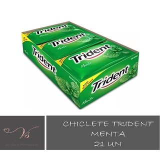 Display 168g (c/ 21un) Chiclete de Menta Verde Trident 5un de 8g