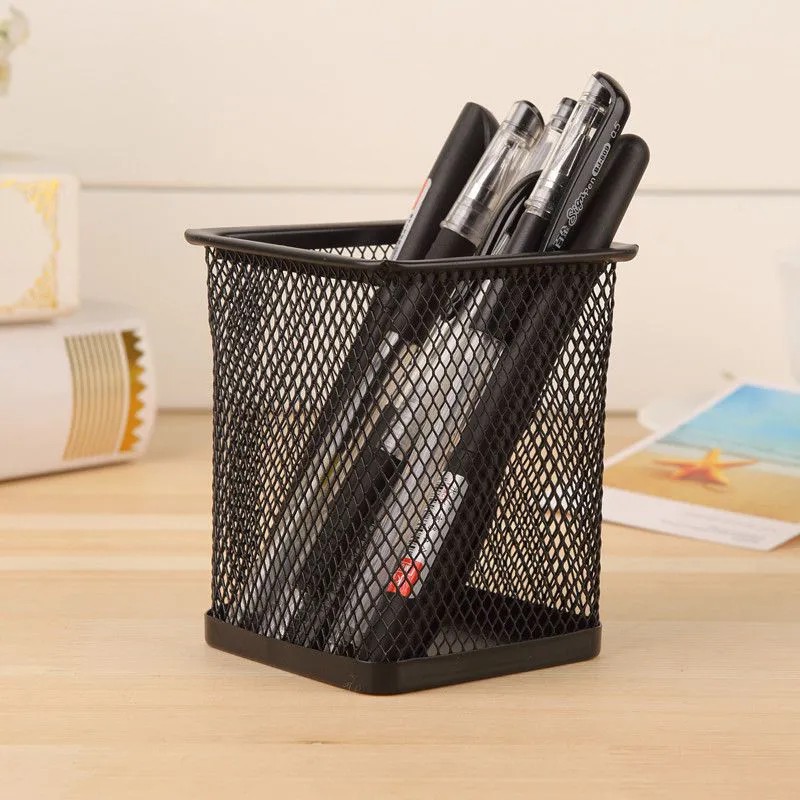 Porta Treco 2 Unidades Pincel Caneta Pincel Objeto De Metal Quadrado Organização Escritório