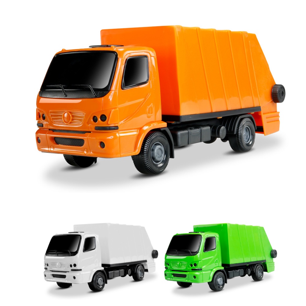 Caminhão de Brinquedo Iveco Tector Coletor Laranja e Verde em