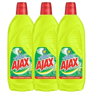 Kit Com 3 Limpador Diluível Ajax Fresh Lemon 1L Cada