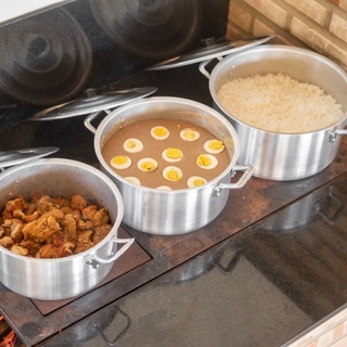 Jogo De Panelas 3 Caçarola Alumínio N 26 28 30 Kit 3 Peças Linha Hotel Restaurante Bares Escolas Feijoada - Vieira em Oferta na Shopee