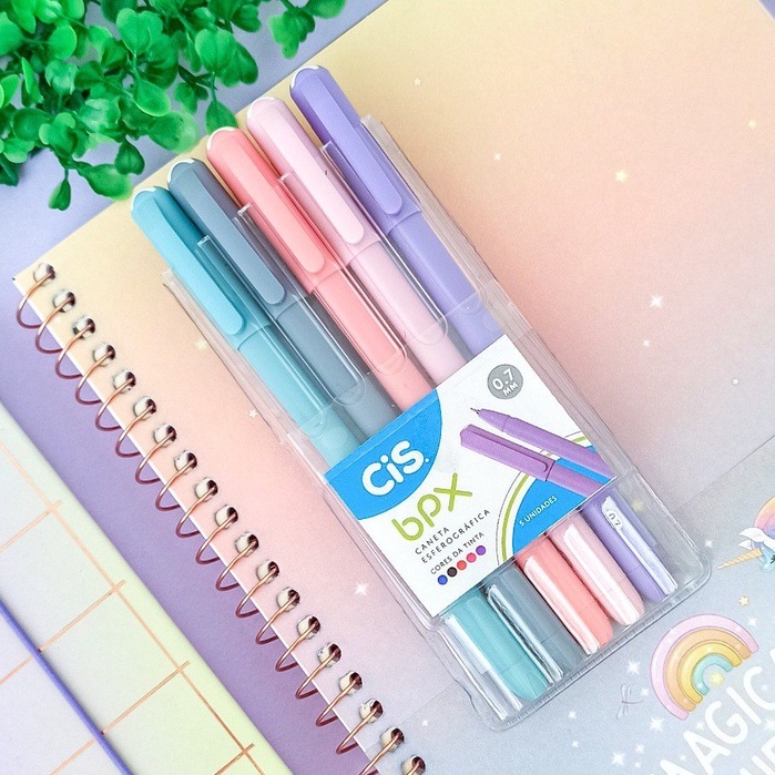 Detalhes do Caneta Esferográfica e Gel Bpx 0.7 mm Kit com 5 Cores - Cis | Canetas Colorida