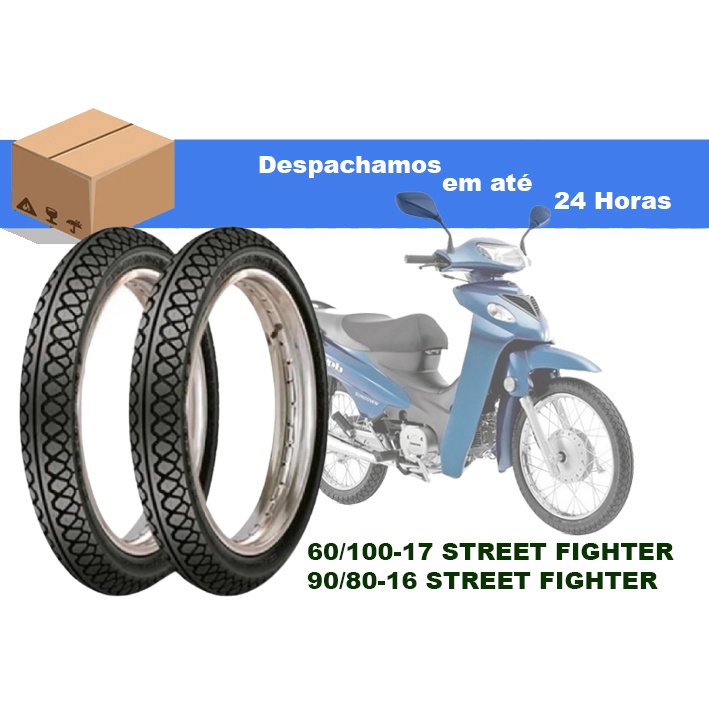 Par Pneus 90/80-16 E 60/100-17 Streetfighter Web 100 Aro 16 e 17 Maggion Novo