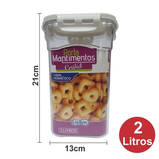 Pote para Alimentos Mantimentos Acrílico 2,0L - Hermético