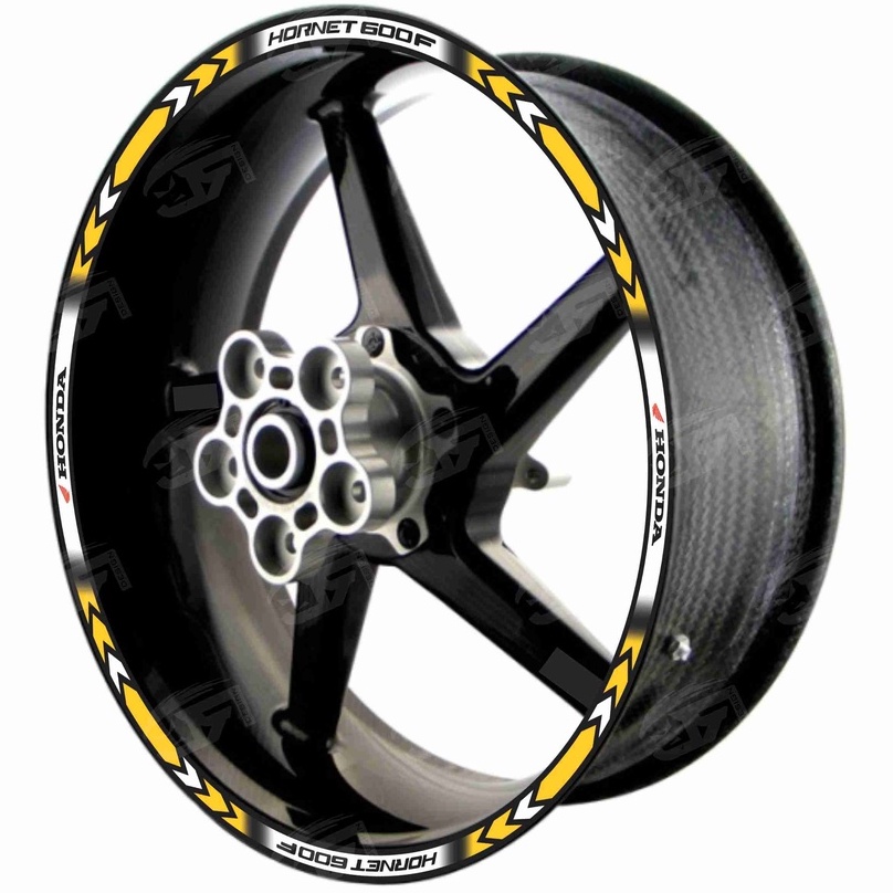 Adesivo Friso Refletivo Roda Moto Honda Hornet CB 600F CB600F M01 amarelo
