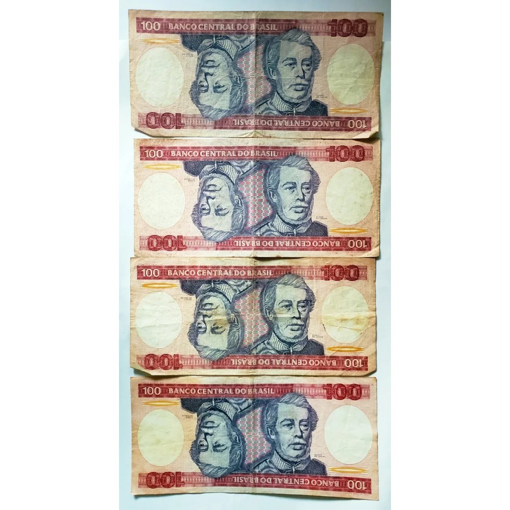 Lote 7 Sete Notas Cédulas de 100 Cem Cruzeiros Duque De Caxias
