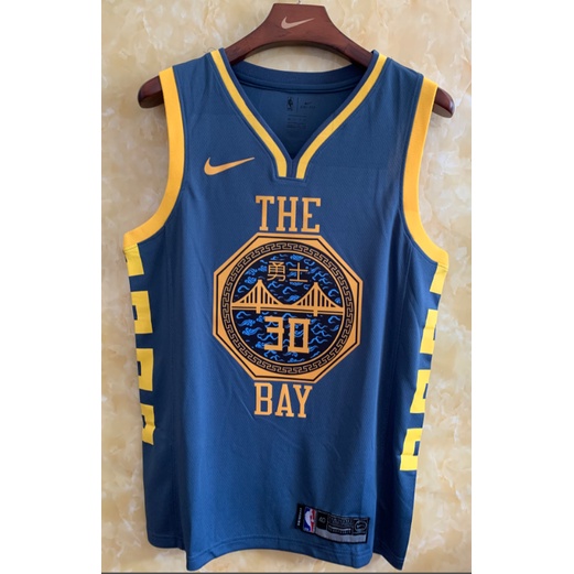 hot pressed nba Golden State Warriors No.30 Curry blue Chinese version