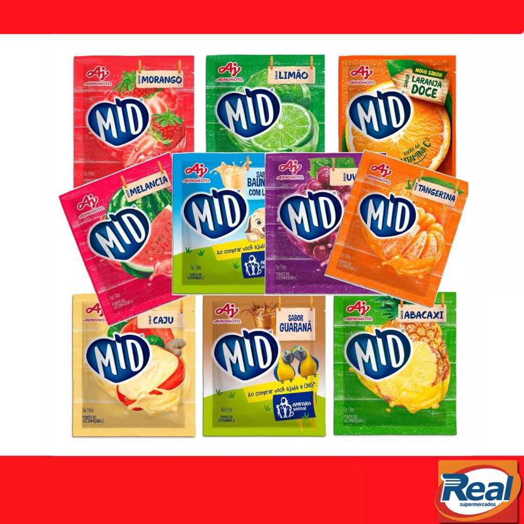 Sucos Mid Em Pó Sem Glúten 20 g Vários Sabores