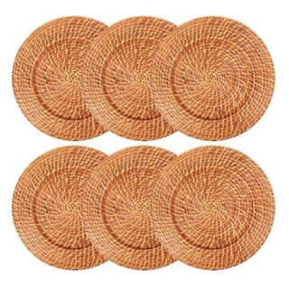 Kit 06 Sousplat Redondos em Rattan e Bambu 32cm Vietnã Artesanal Rústico Mesa Posta em Oferta na Shopee