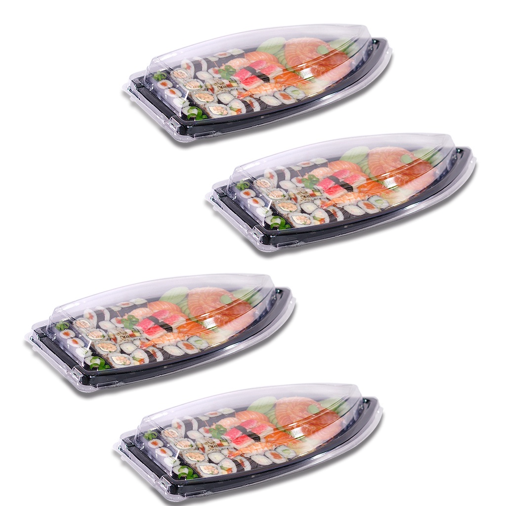 Kit C/4 Embalagem Descartavel Delivery Barca Sushi E Acai Gr