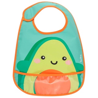 Babador Bebê Impermeável com Bolso Coletor de Migalhas +3 Meses Frutti Avocado Buba