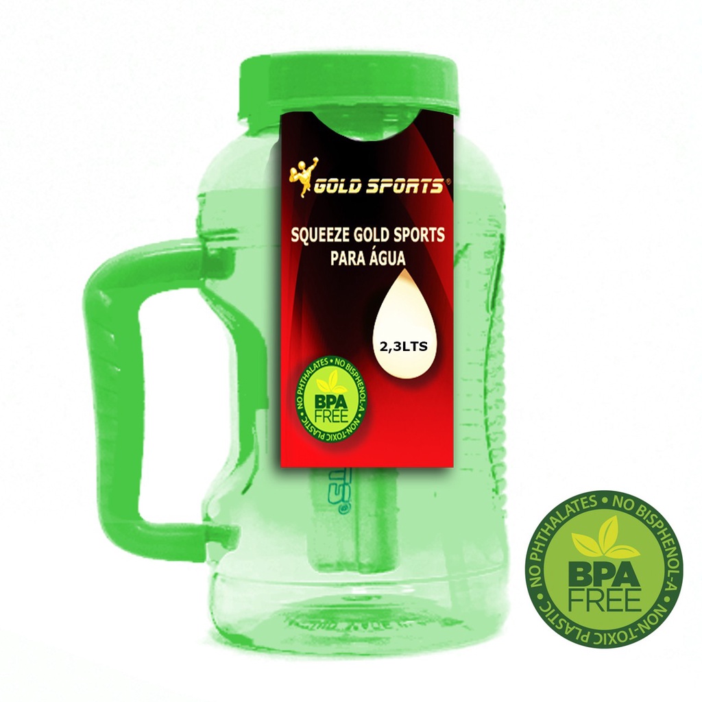 Garrafa Squeeze Gold Sports Galão Resistente - BPA FREE 2,3 Litros