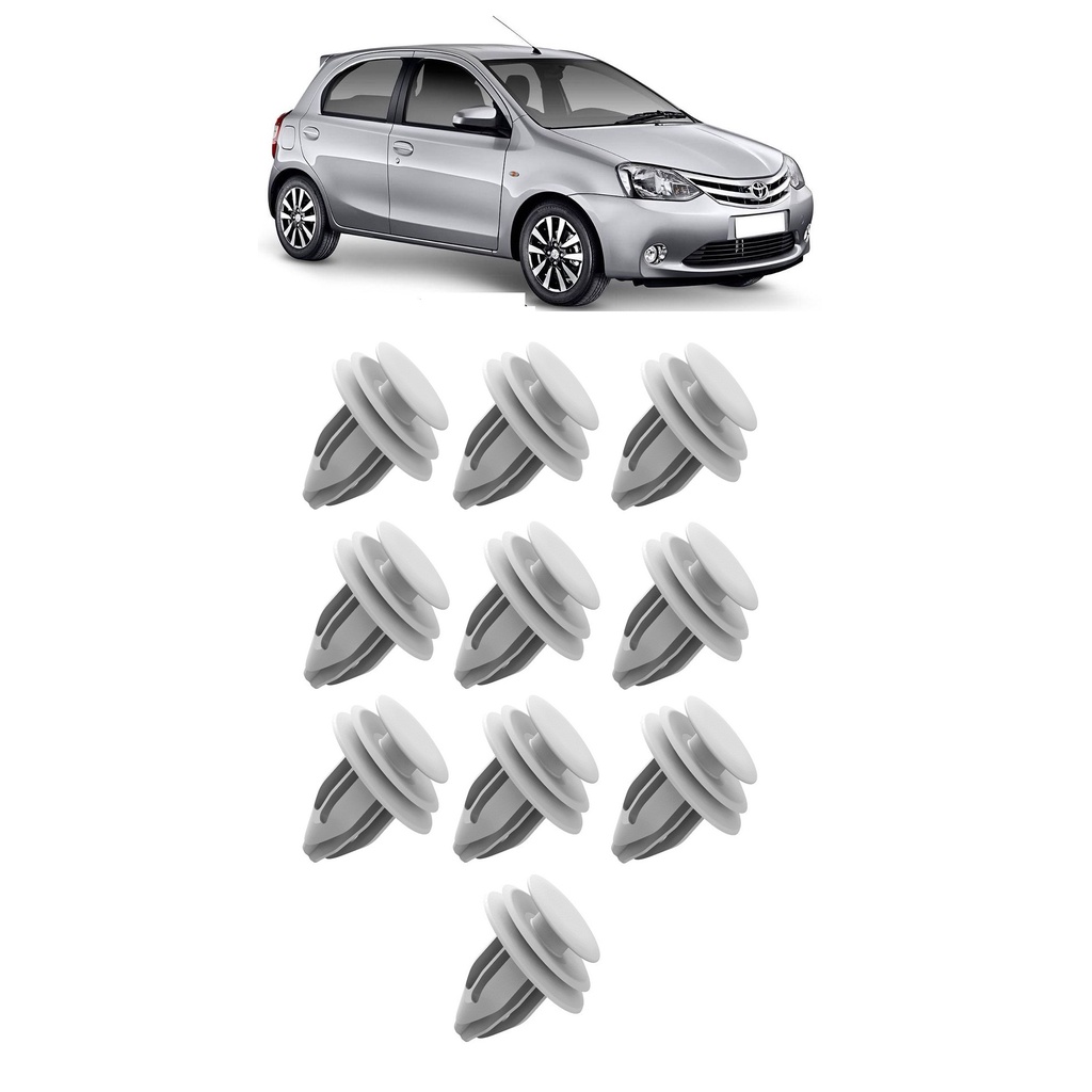 Kit 10 Grampo Presilha Fixador Forro da Porta Etios 2012 2013 2014