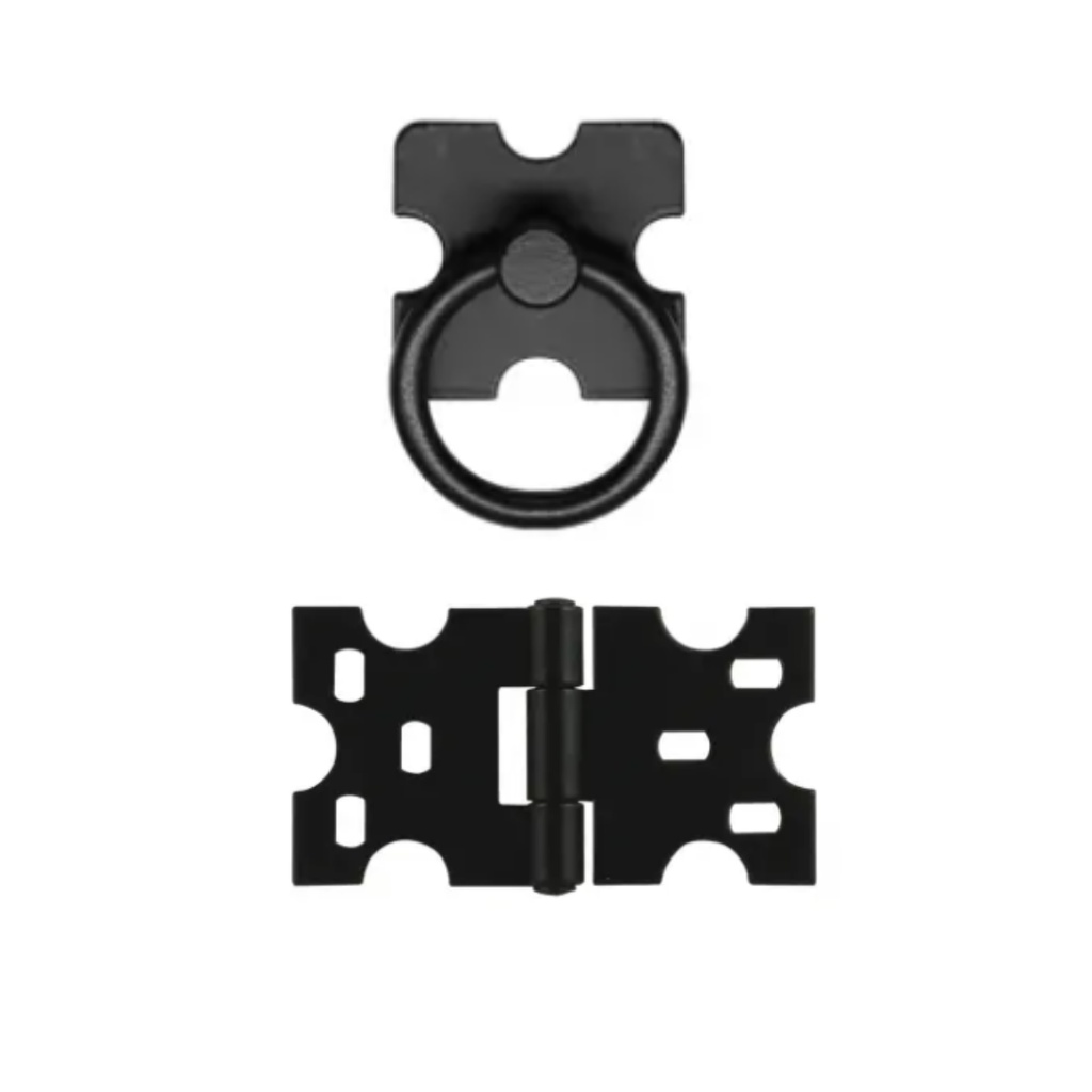 Kit 12 Unidades 6 Dobradiças + 6 Puxadores Rústicos Preto