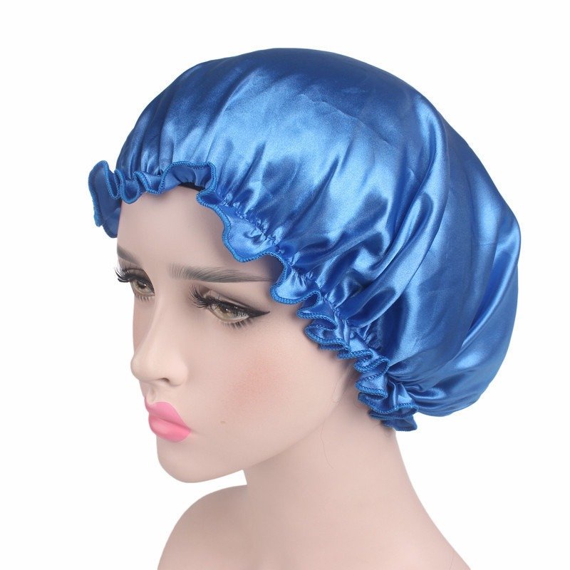 Touca de Cabelo de Cetim/Seda Cor Lisa / Touca Elástica Feminina para Dormir / Cuidar do Cabelo