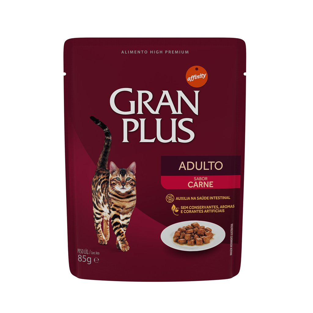 Ração Úmida GranPlus Sachê Carne para Gatos Adultos 85 G - 1 UN