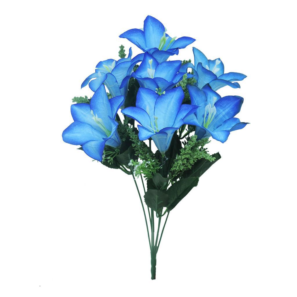 Buquê Flor Artificial de Lírio Oriental x7 45cm Azul | Shopee Brasil