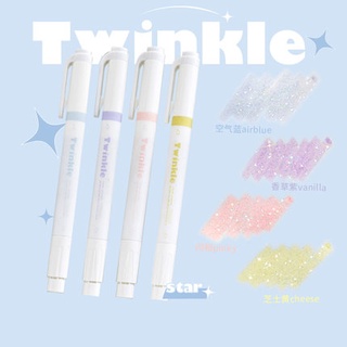 Caneta Marcadora Iluminador Com Glitter Dupla Nas Pontas