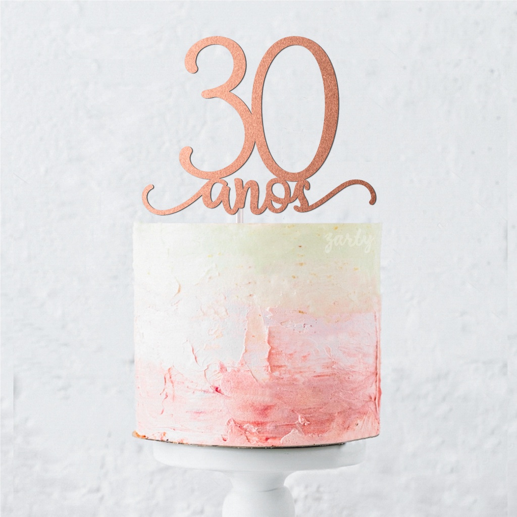 Topo de Bolo 30 anos - modelo 02 em Oferta na Shopee
