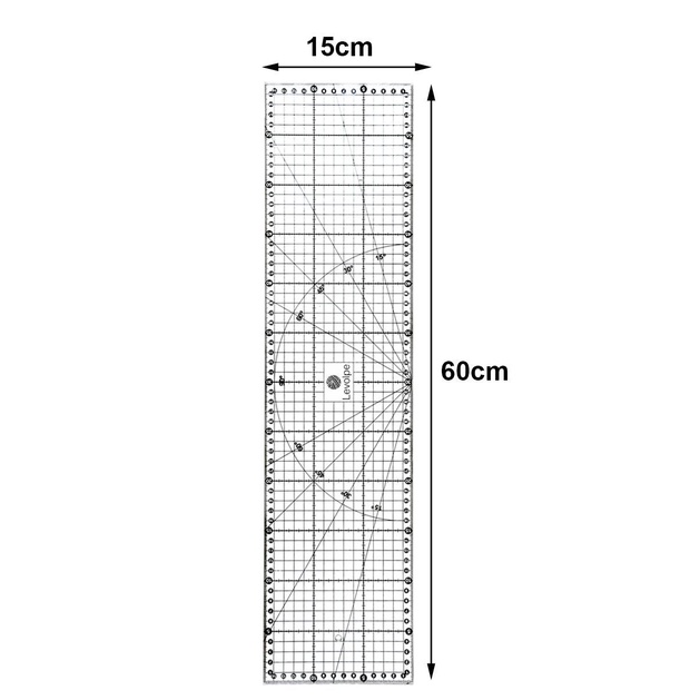 Regua 15x60 Acrilica Patchwork Scrapbook Costura Papelaria régua