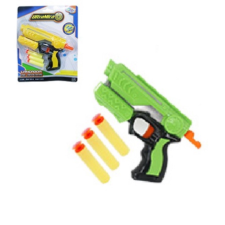 Pistola Brinquedo Lança Dardo Espuma/Ventosa Com 3 Dardos Ultra Mira Colors Na Cartela Wellkids - Pronta Entrega!