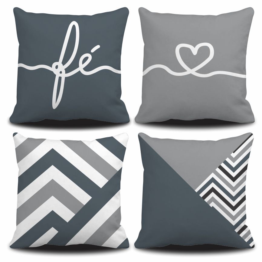 kit com 4 capas de almofadas decorativas modernas sala sofá _ tema fé !! |  Shopee Brasil