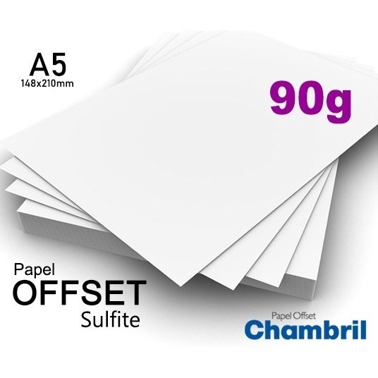 500 FOLHAS DE PAPEL SULFITE / OFFSET 90g A5 MEDIDA : 14,8 X 21 cm ( FORMATO A5)