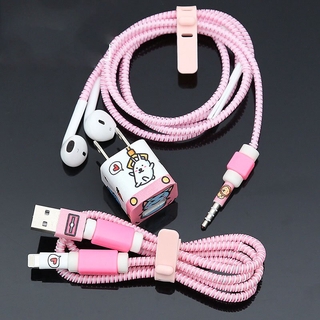 1.4 M Tpu Espiral Proteção Protetor De Cabo Usb Cabo De Carregamento Do Fone De Ouvido Para O Iphone Enrollador De Cabo De Fio Linha