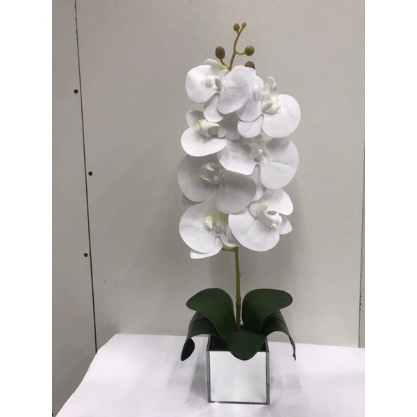 Arranjo Completo Orquídea 3D Artificial Silicone c/ Vaso Espelhado para  Decoração de Festa Sala Mesa | Shopee Brasil