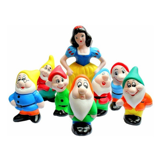 Branca De Neve 7 Anões Em Cerâmica Para Jardim E Festa 18cm