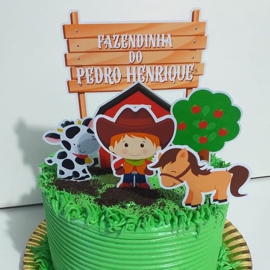 Topper Topo de Bolo Festa Personalizada Fazendinha