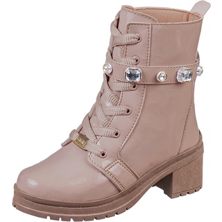 Bota Montaria GiGiL Teen Infantil Coturno Salto Menina Cano Curto Tira Strass Confortável Moda