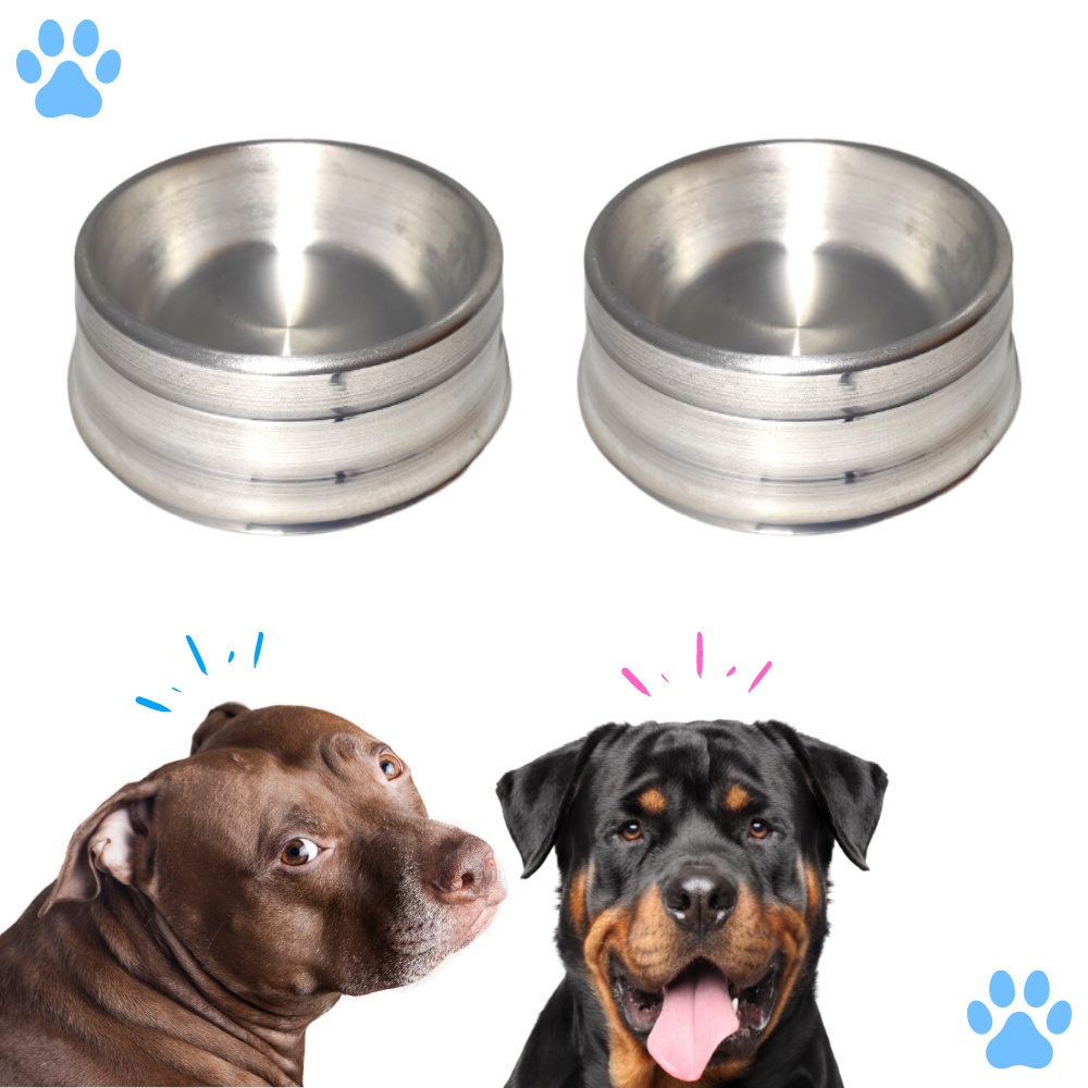 Kit 2 Comedouro Pesado Polido de Alumínio Grande 1900 ml em Oferta na Shopee