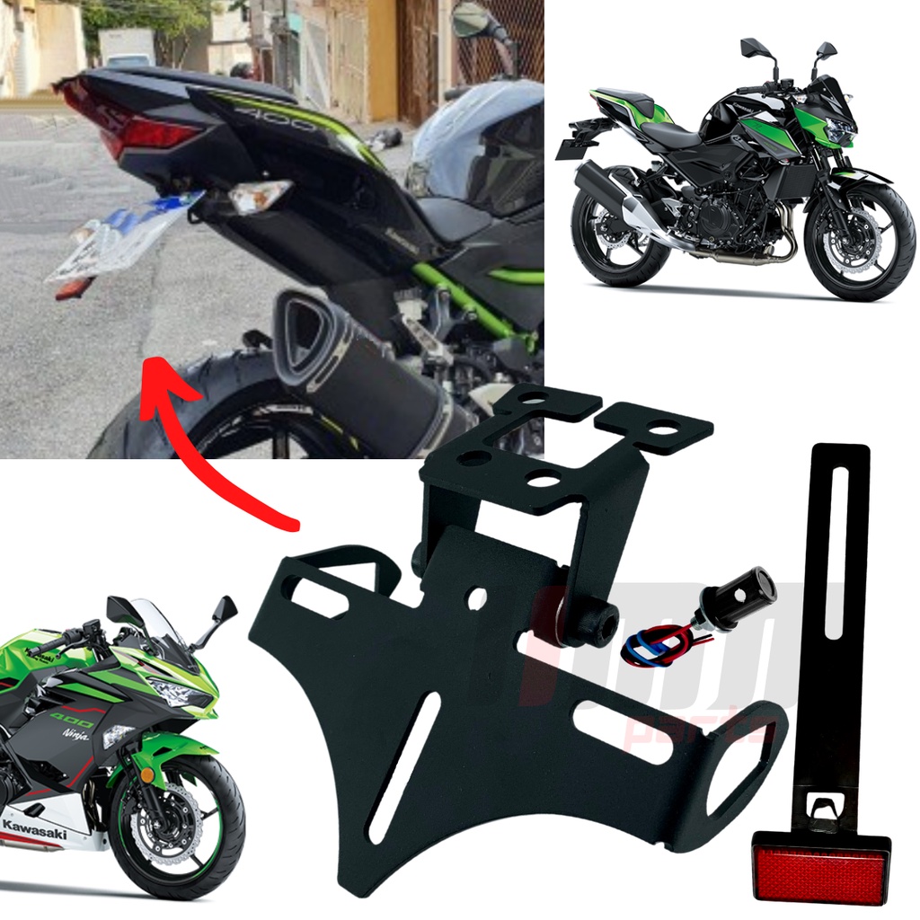 Eliminador De Rabeta Z400 Ninja 400 Articulado Suporte de placa esporte Retratil Kawasaki Z 400 ZX-4R 2018 a 2023
