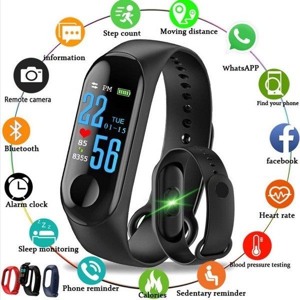 Pulseira Inteligente Smartband M3 Monitor Cardíaco Relógio com Monitor De Pressão Sanguínea